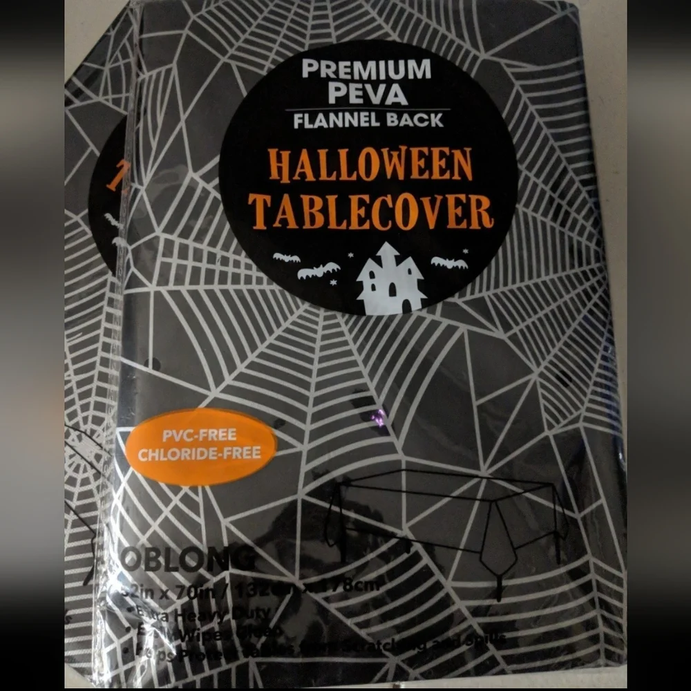 Halloween Spooky Tablecloth Spiderwebs Black Gray Party Supplies